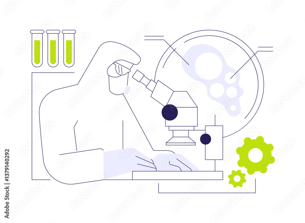 Poster conduct experiment with nano particles abstract concept vector illustration.