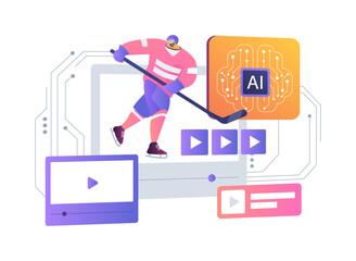 AI-Enhanced Sports Broadcasting abstract concept vector illustration.