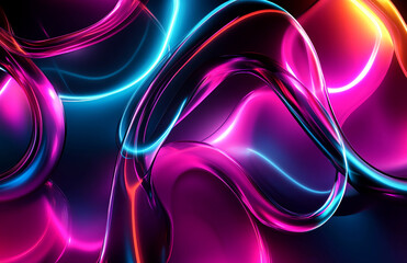 Abstract neon glowing light shapes wallpaper background design for graphic and web design resource