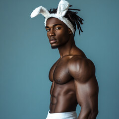 Black man with bunny ears