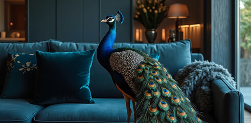 iridescent on teal velvet sofa
