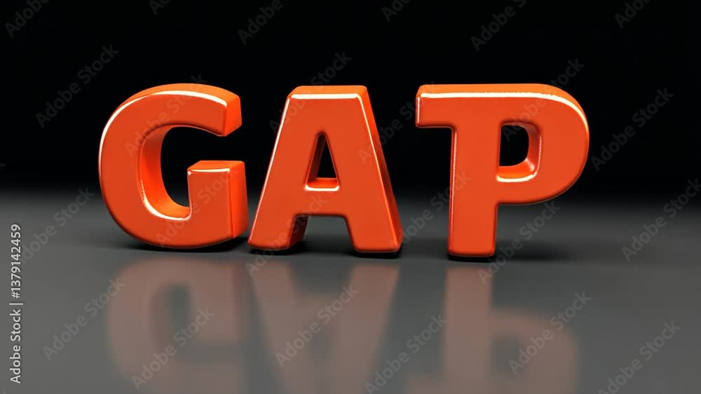 Poster bright orange gap word in three-dimensional design and shadow generative ai