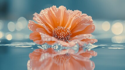 Floating Flower Water Reflection Image