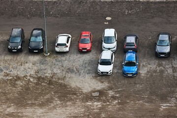 Cars Parking Outoors, Gravel Yard