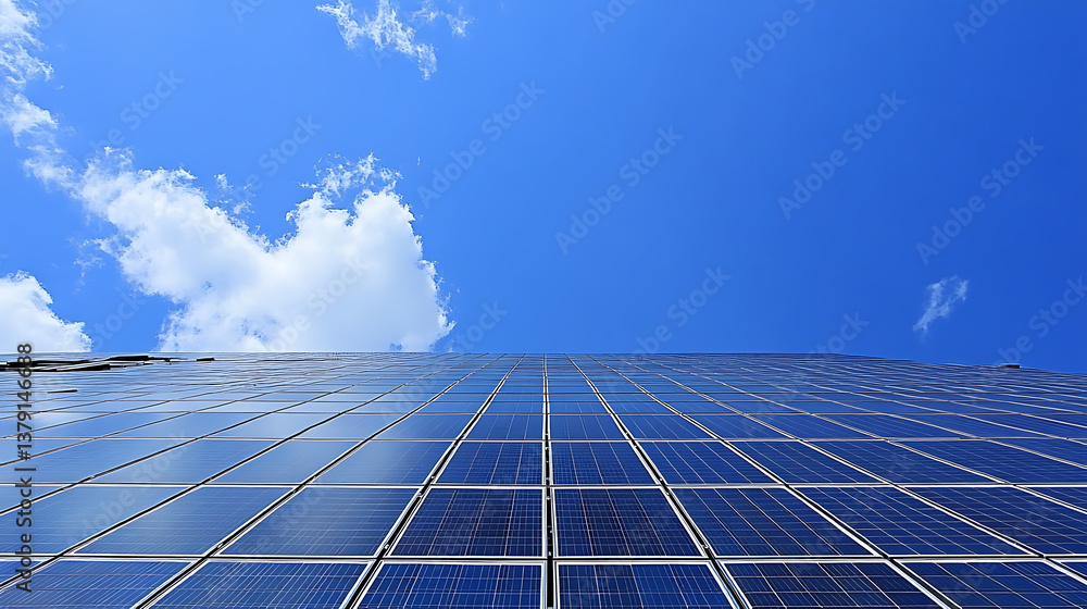 Aufkleber close-up view of a building with solar panels installed on its roof is an example of the use of sust