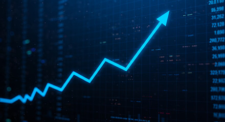 Ascending Markets: Upward Financial Growth & Investment Surge Visualization