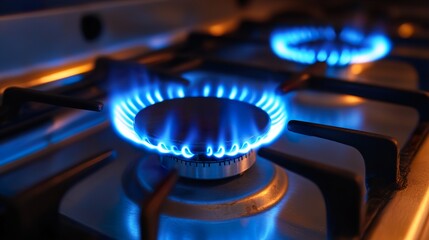 Explore the Mesmerizing Dance of Blue Flames on a Gas Stove: Unveiling the Beauty and Efficiency of Modern Cooking Technology
