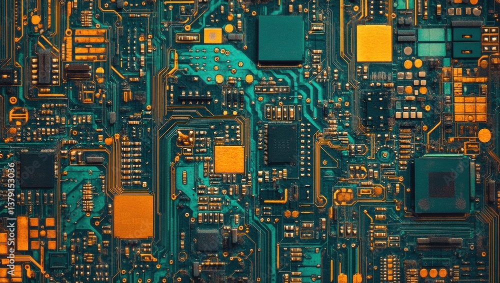 Poster detailed close-up of a circuit board with intricate components