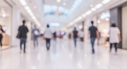  Shopping Mall Blur: People Walking, Retail Shops, Blurred Background, Indoor Scene, Abstract Urban Lifestyle, Modern, Commercial Space