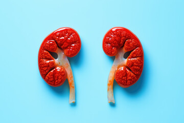 Kidneys on blue background