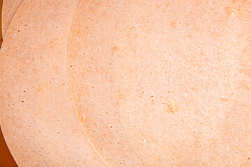 Fototapeta premium Sausage vegetarian seitan soy product ingredient legume no meat appetizer vegetable dish fresh gourmet food background on the table rustic food top view copy space diet vegetarian and vegan food