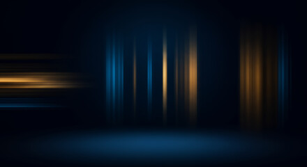 Fototapeta premium Abstract Light Trails: Dynamic Blue & Gold Lines on Dark Backdrop ? Modern Design, Futuristic Glow, Artistic, Elegant