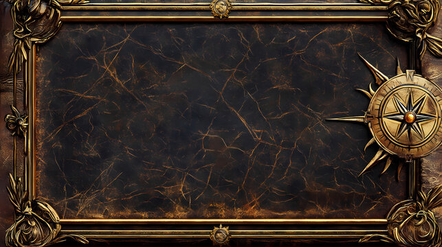 Mystical book cover design; brown, cracked texture; ornate frame; celestial compass detail. perfect for fantasy, adventure, or occult themes. Celestial Grimoire. Illustration