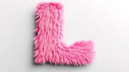 Pink furry letter l on white background representing luxury and elegance