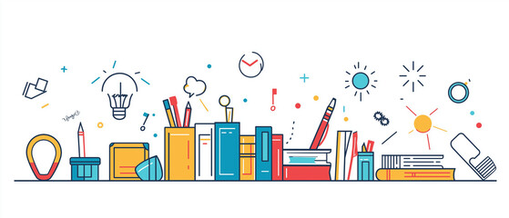 Colorful Back to School Supplies Flat Vector Illustration of Education Essentials