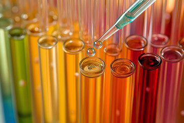 Colorful Liquids in Test Tubes A Close-Up View of Scientific Experimentation