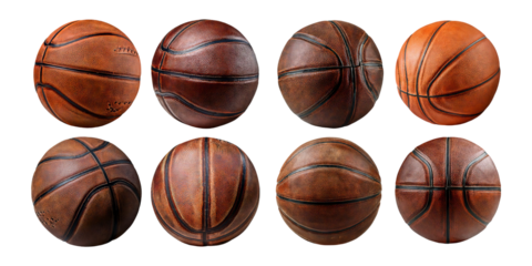 Collection of Diverse Basketballs on Transparent Background
