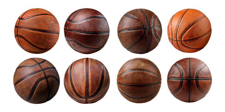 Collection of Diverse Basketballs on Transparent Background