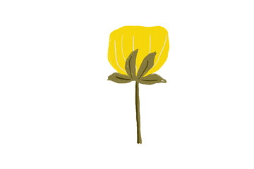 Yellow hand painted quirky style floral shape for download 