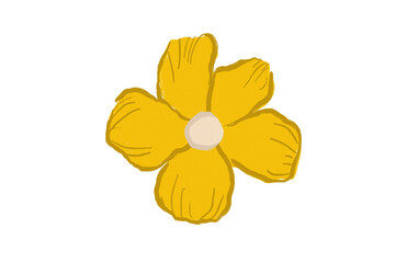 Yellow flower digital painting hand drawn quirky style for download 
