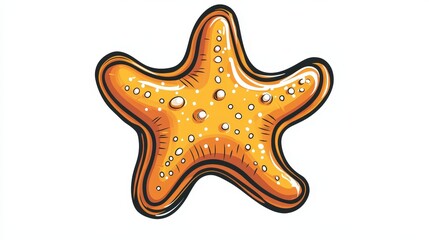 Vibrant orange starfish with delicate white speckles pops against a clean white backdrop. A charming, minimalist design