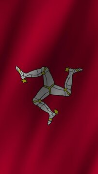 Flag of the Isle of Man depicts the triskelion symbol in vibrant red backdrop, showcasing national pride and heritage