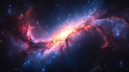 A cosmic scene depicting swirling galaxies, dark matter, and celestial beauty, symbolizing the mysteries of the universe, the vast unknown, and the endless journey of discovery in modern science.

