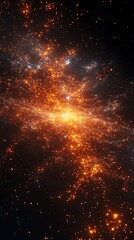 Naklejka premium Brilliant golden rays and particles illuminating the dark universe picture