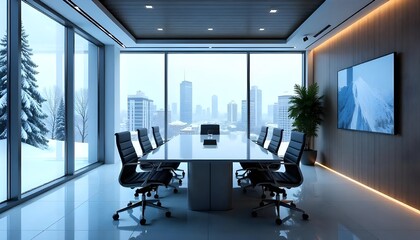 modern office interior with table