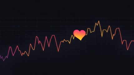 Heart rate monitor graph, love, health, dark background, medical concept