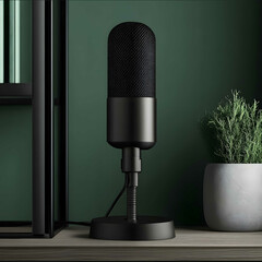 microphone in black ultra realistic sticker design