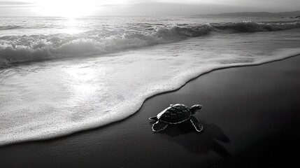 Witness the Inspiring Journey of a Baby Turtle Making Its Way to the Ocean: A Heartwarming Tale of Survival and Nature's Wonders