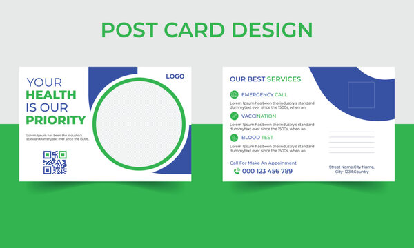 Editable elegant creative modern corporate company professional business medical services hospital health care marketing agency dental care clinical dentist invitation postcard template design - Powered by Adobe