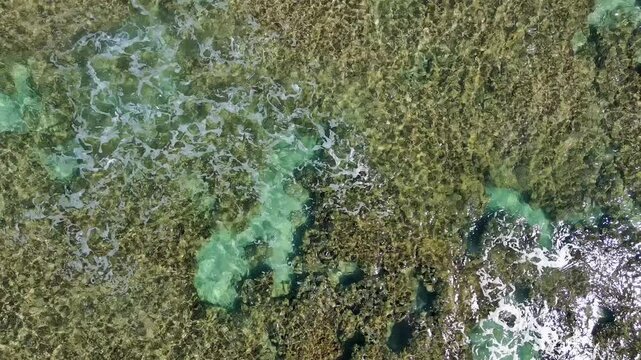 Aerial view of Chun's reef clear water on North Shore of Oahu, Hawaii