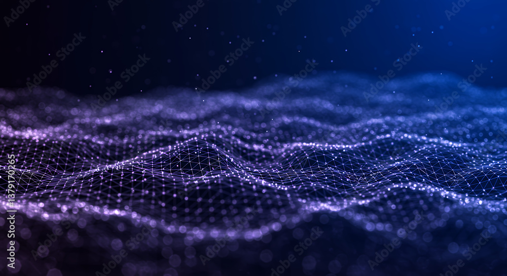 Aufkleber digital mesh: abstract network background with glowing particles - tech, data, and connectivity