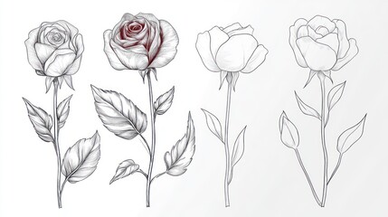 Elegant Rose Sketches: A Collection of Botanical Line Art