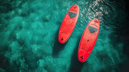 Experience the Serenity of Stand-Up Paddleboarding with Vibrant Red Boards Amidst Stunning Natural Landscapes Perfect for Outdoor Adventure Enthusiasts