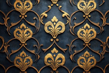 Elegant Dark Islamic Pattern with Gold Foil Effect for Background Design