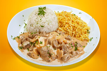Beef Stroganoff Mushroom Rice Straw Potato