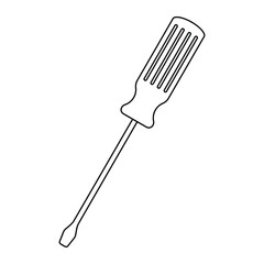 Flathead screwdriver vector icon. Minimalist line art tool isolated on white background. Outline illustration for repair, construction, mechanic, DIY, and maintenance design.