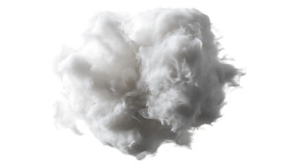 Fluffy cotton cloud ball on a white background. Soft, airy texture perfect for textile, weather, climate, and abstract design concepts.