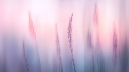 Fototapeta premium Serene Sunset Meadow: A Dreamy Pastel Landscape