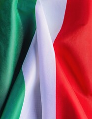 Close-up of italian flag fabric with vibrant colors and texture