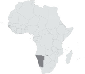 Obraz premium Detailed national location map of NAMIBIA within the great continent of Africa