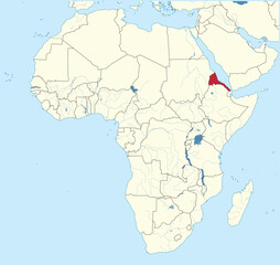 Detailed national location map of ERITREA within the great continent of Africa