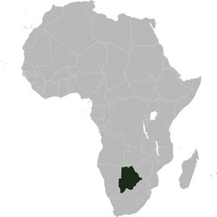Obraz premium Detailed national location map of BOTSWANA within the great continent of Africa