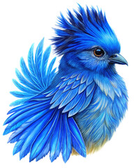 Fototapeta premium Impressive Blue Feathers Bird Display in Transparent Background