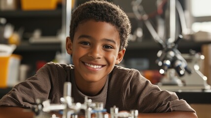 Young scientist engaged in experiments classroom photography educational environment close-up curiosity and learning
