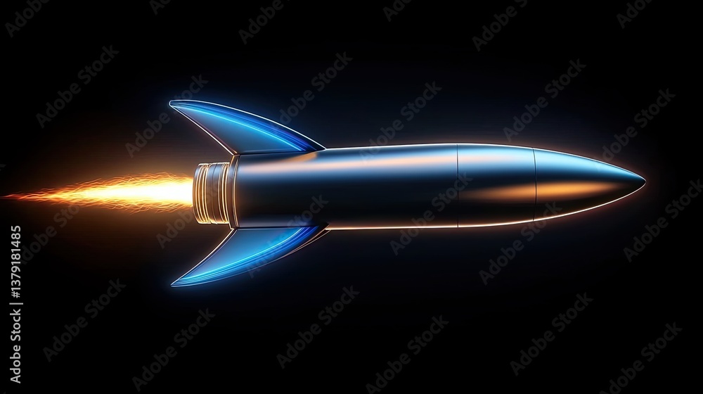 Poster rocket launch action outer space digital artwork futuristic environment dynamic viewpoint innovation