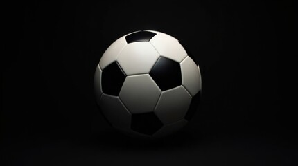 Fototapeta premium close-up of a soccer ball set against a deep black background